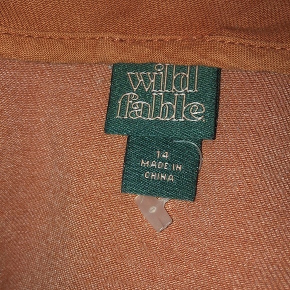 WILD FABLE BROWN & ORANGE ZIP UP BACK MIDI SKIRT - Picture 3 of 3